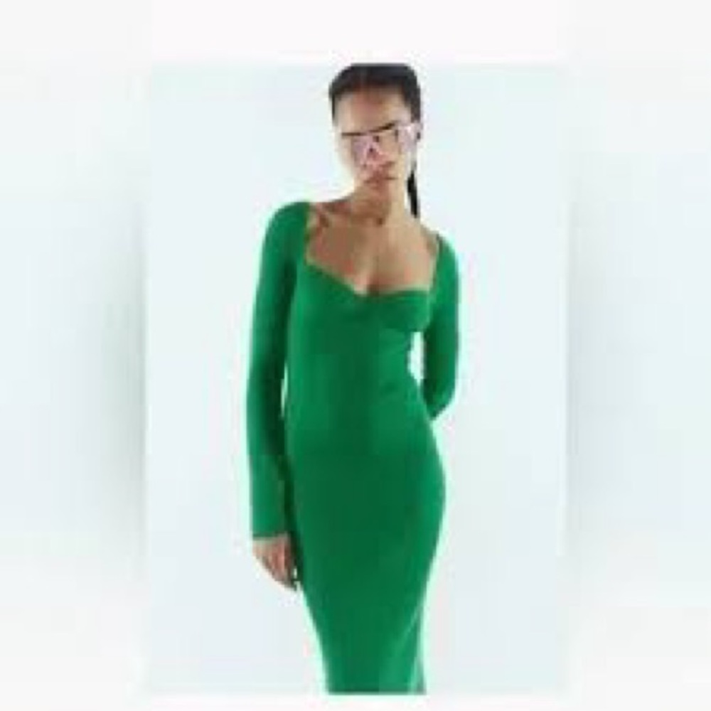 H &M Bodycon Green Sweater Dress